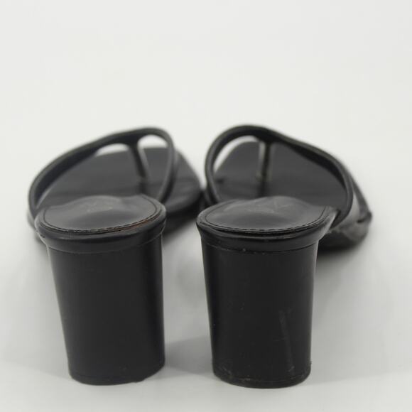 Cink Me Faux Vegan Leather Heeled Sandals Black Thong Size 39 US 6 - Picture 3 of 10